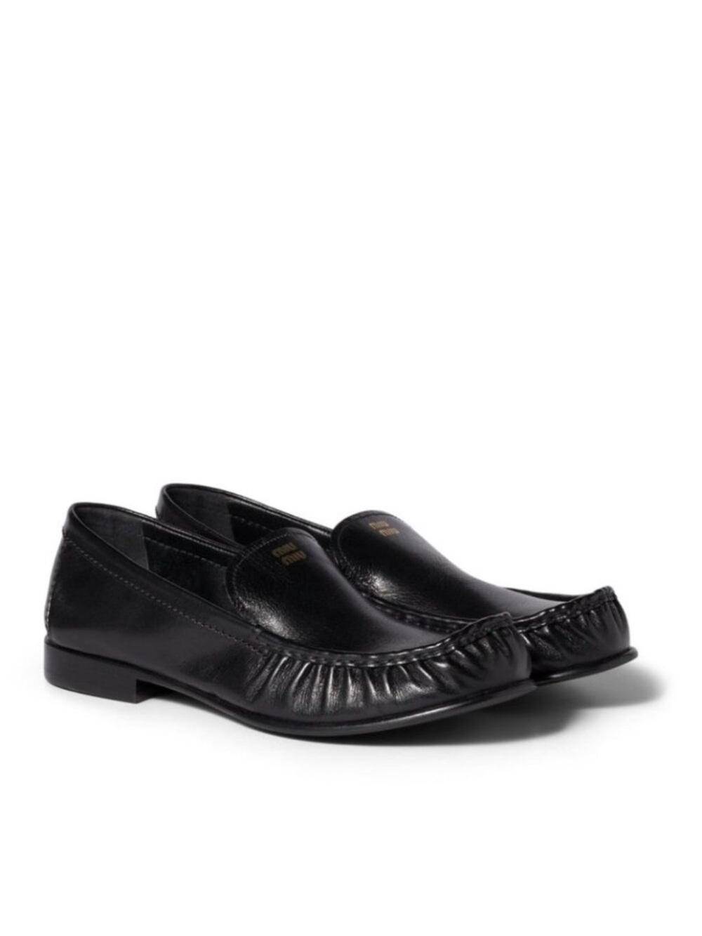 MIU MIU Women's Mocassini Leather Moccasin Loafers in Black, Size 40, NWT $1120